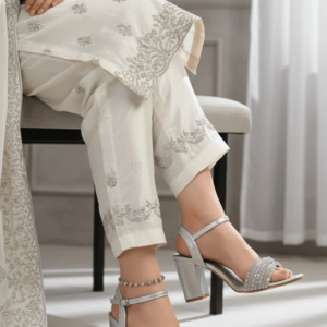 Silver Fancy Sandal For Ladies FN6229