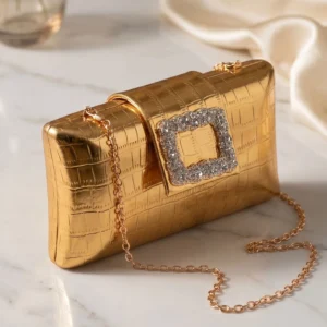 Golden Formal Clutch For Women P24443