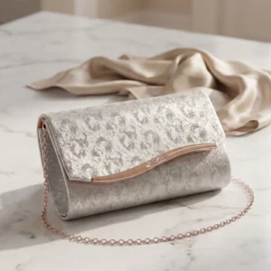 Silver Fancy Clutch For Ladies P24458