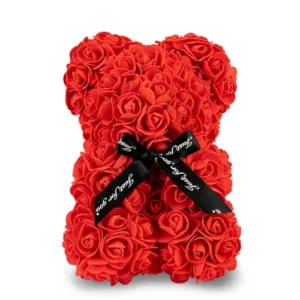 Red Rose Bear with Ribbon 25cm